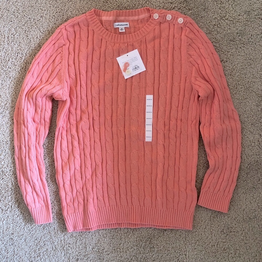 Croft & Barrow Salmon Pink Cable Knit Sweater